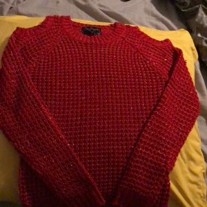 Girl Red/Gold Cold Shoulder Sweater